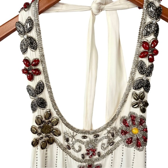 ALICE + OLIVIA Silk Beaded Trim Halter Top - Picture 9 of 16